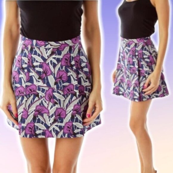 CLUB MONACO Floral Mini Skirt Sz 8 - Picture 1 of 6
